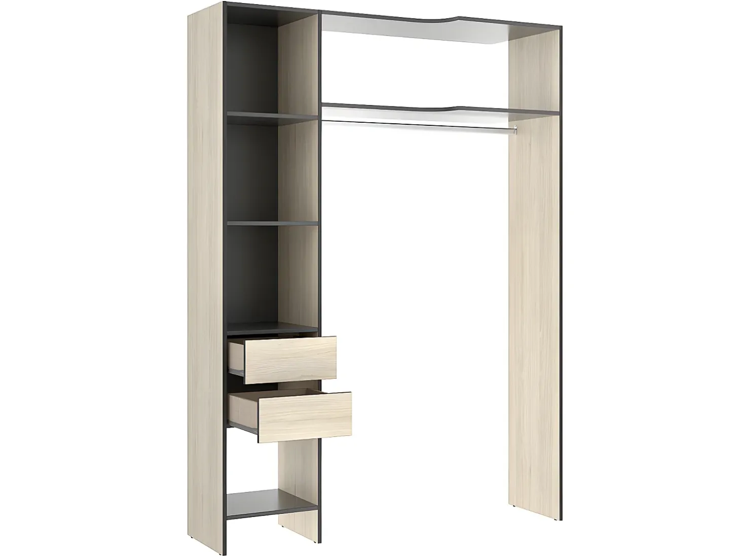 Guarda-roupa de canto extensível L164/214 cm Carvalho e antracite GONTRAN