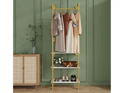 Guarda-roupa de entrada com duas prateleiras Cabide estilo industrial Cabide para casacos H178cm