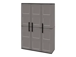 Guarda-roupa de exterior Daltinie, Armário de exterior, Armário de varanda multiusos, 100% Made in Italy, Cinza e Preto, Acabamento xadrez, 102x37h163 cm