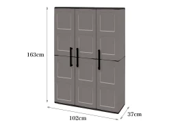 Guarda-roupa de exterior Daltinie, Armário de exterior, Armário de varanda multiusos, 100% Made in Italy, Cinza e Preto, Acabamento xadrez, 102x37h163 cm