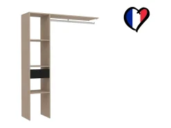 Guarda-roupa de madeira com 3 prateleiras 1 gaveta 1 cabideiro 138x40x180 cm ELYSEE