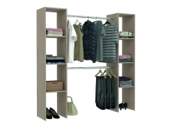 Guarda-roupa de madeira com 6 prateleiras e 2 cabideiros 180x40x180 cm ELYSEE - Fabricado em França
