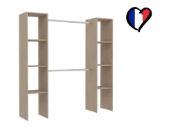 Guarda-roupa de madeira com 6 prateleiras e 2 cabideiros 180x40x180 cm ELYSEE - Fabricado em França