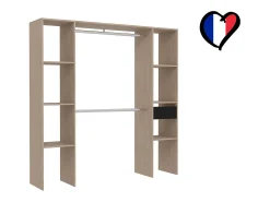 Guarda-Roupa de Madeira com 6 Prateleiras 1 Gaveta 2 Cabides 180x40x180 cm ELYSEE