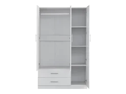 Guarda-roupa de quarto com 3 portas, com espelho, branco