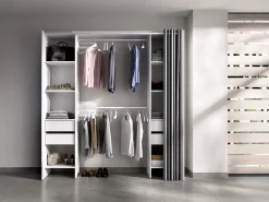Guarda-roupa extensível com cortina, 110/178 cm de largura, na cor branca - LONAZA