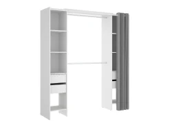 Guarda-roupa extensível com cortina, 110/178 cm de largura, na cor branca - LONAZA