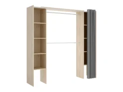 Guarda-roupa extensível de 2 colunas DORIAN, Cor Carvalho e cinza