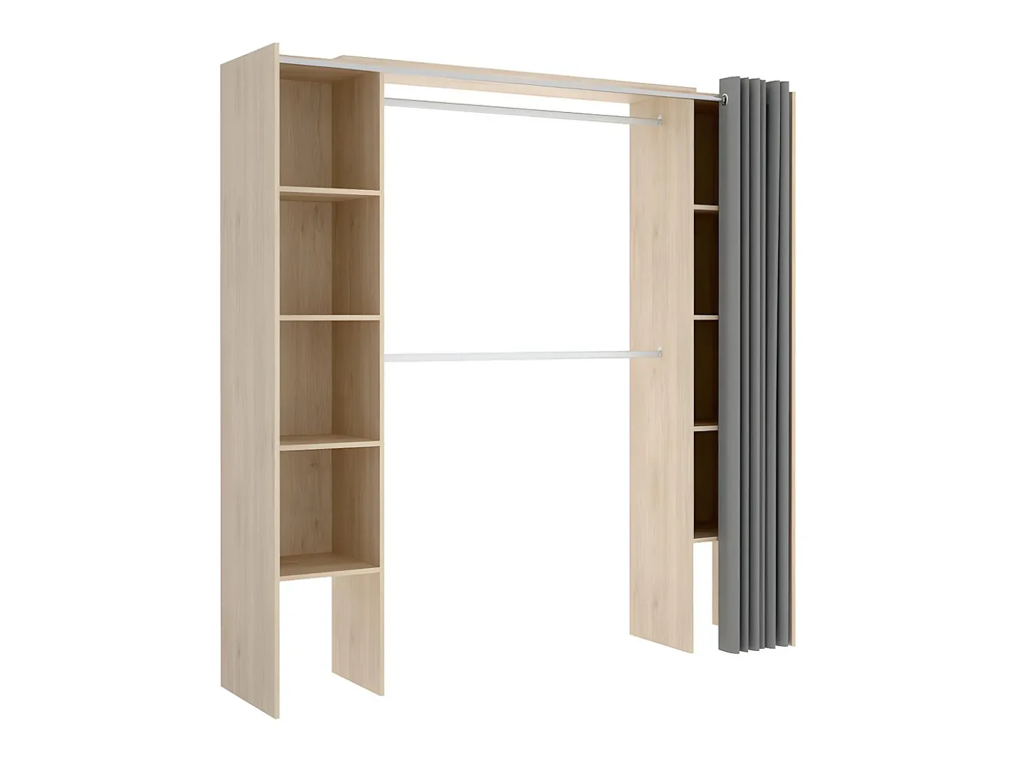Guarda-roupa extensível de 2 colunas DORIAN, Cor Carvalho e cinza