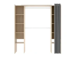 Guarda-roupa extensível de 2 colunas DORIAN, Cor Carvalho e cinza