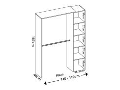 Guarda-roupa extensível L110/140 cm na cor branca - BELVANA
