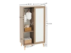 Guarda-roupa infantil - 80 x 46 x 141,5 cm - com portas de correr + varão - madeira - natural