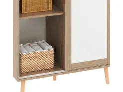 Guarda-roupa infantil - 80 x 46 x 141,5 cm - com portas de correr + varão - madeira - natural