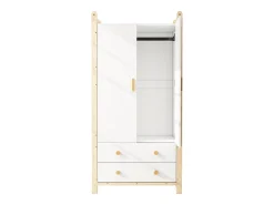 Guarda-roupa infantil - 90 x 45 x 180 cm - com 2 portas + varão + 2 gavetas - aglomerado - branco