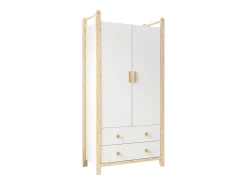 Guarda-roupa infantil - 90 x 45 x 180 cm - com 2 portas + varão + 2 gavetas - aglomerado - branco