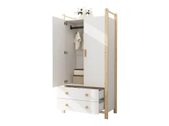 Guarda-roupa infantil - 90 x 45 x 180 cm - com 2 portas + varão + 2 gavetas - aglomerado - branco