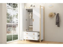 Guarda-roupa infantil - 90 x 45 x 180 cm - com 2 portas + varão + 2 gavetas - aglomerado - branco