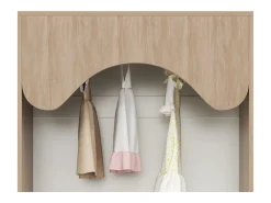 Guarda-roupa infantil aberto 80x46x141.5 cm - com haste para pendurar roupas e 2 gavetas - pés e puxadores de madeira maciça - branco + natural