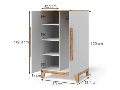 Guarda-roupa infantil branco/artesanal 70x53.4x120 malia