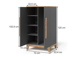 Guarda-roupa infantil cinza/artesanal 70x53.4x120 malia