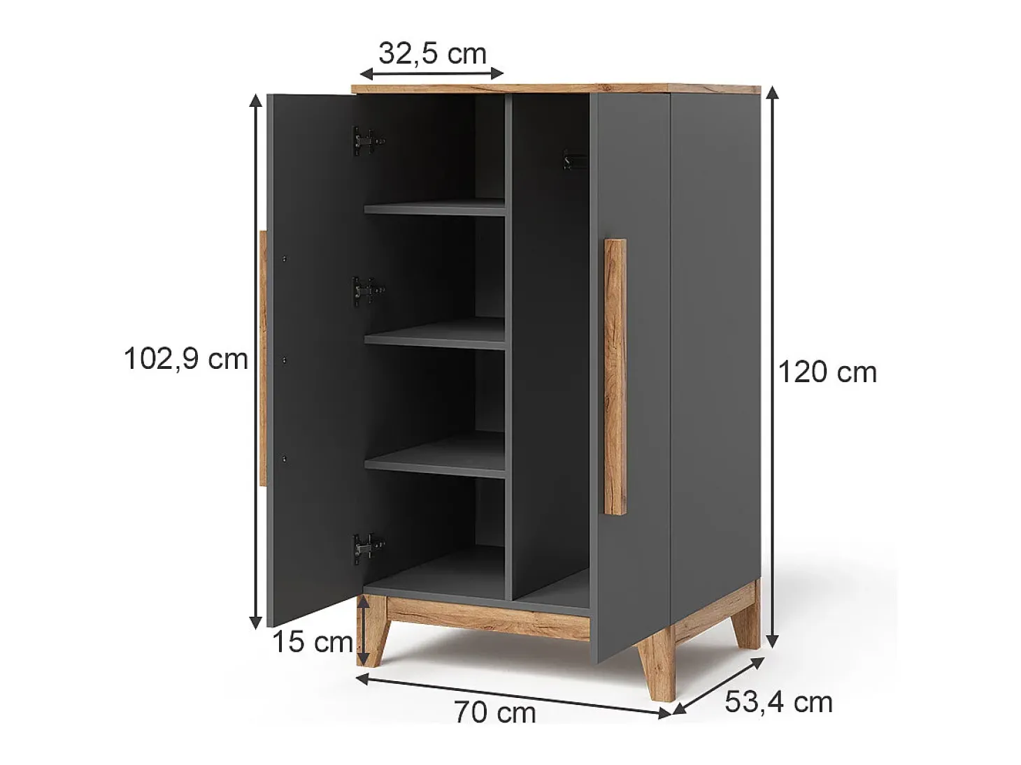 Guarda-roupa infantil cinza/artesanal 70x53.4x120 malia