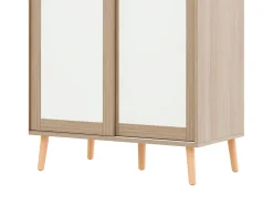 Guarda-roupa infantil 80x46x141.5 cm - com haste para pendurar roupas - 2 portas de correr - pés de madeira maciça - natural