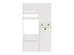 Guarda-roupa moderno - 105 x 38 x 180 cm - com espelho + ganchos ajustáveis + 1 porta + 2 gavetas + banco - aglomerado - branco