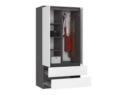 Guarda-roupa Moderno S90 2 Portas 2 Gavetas Grafite/Branco 90x180x51cm