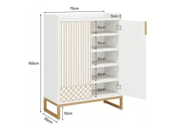 Guarda-roupa para Sapatos, Armário para 25 Pares de Sapatos com Portas, Estante de Armário de Grande Capacidade com Estrutura em Metal Dourado
