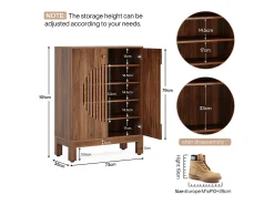 Guarda-roupa para sapatos com 5 níveis, com portas redondas em persianas e prateleiras ajustáveis