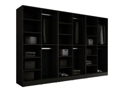Guarda-roupa: Preto Grafite / Vidro Canelado, 300 x 200 x 51 cm