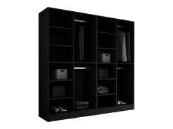 Guarda-roupa: Preto Grafite / Vidro Canelado, 200 x 200 x 51 cm