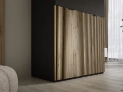 Guarda-roupa: Preto Grafite / Carvalho Wotan, 100 x 200 x 51 cm