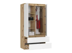 Guarda-Roupa S90 2 Portas 2 Gavetas - Carvalho Artisan/Branco - 180x90 cm