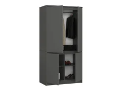 Guarda-roupa S90 4D Grafite Cinza com 4 Portas e 4 Prateleiras - Montagem Fácil