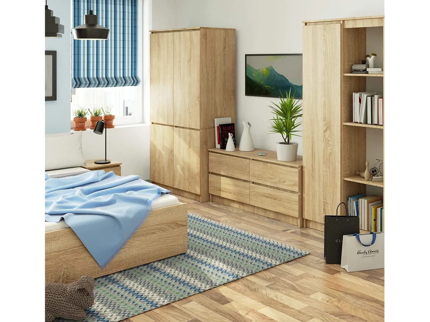 Guarda-roupa Sonoma S90 4 Portas - 90x180x51 cm, Madeira Laminada, Auto Montagem