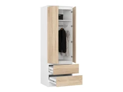 Guarda-Roupa Star S60 2 Portas 2 Gavetas Branco / Carvalho Sonoma