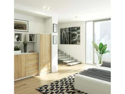 Guarda-Roupa Star S60 2 Portas 2 Gavetas Branco / Carvalho Sonoma