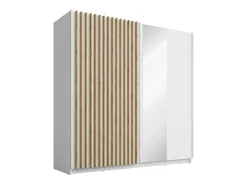 Guarda-roupa TINDANIA com 2 portas de correr e espelho, 200 cm de largura, nas cores branca e natural.