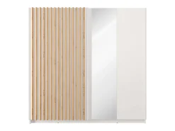 Guarda-roupa TINDANIA com 2 portas de correr e espelho, 200 cm de largura, nas cores branca e natural.