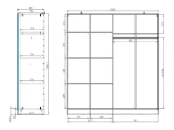 Guarda-roupa TINDANIA com 2 portas de correr e espelho, 200 cm de largura, nas cores branca e natural.