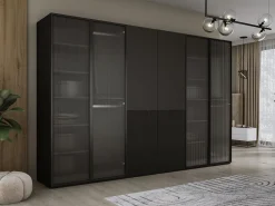 Guarda-roupa: Vidro Canelado / Preto grafite, 300 x 200 x 51 cm