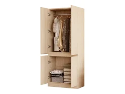 Guarda-roupa 70x40x170 cm - 4 portas - com haste para pendurar roupas - Natural