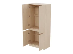Guarda-roupa 70x40x170 cm - 4 portas - com haste para pendurar roupas - Natural