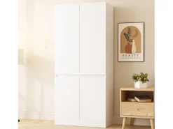 Guarda-roupa 70x40x170 cm - 4 portas - com haste para pendurar roupas - Branco