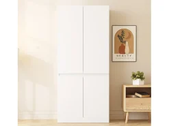 Guarda-roupa 70x40x170 cm - 4 portas - com haste para pendurar roupas - Branco