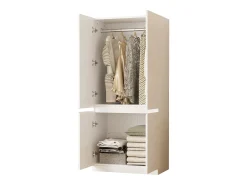 Guarda-roupa 70x40x170 cm - 4 portas - com haste para pendurar roupas - Branco