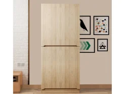 Guarda-roupa 70x40x170 cm - com 4 portas - com compartimentos de armazenamento - Natural