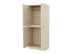 Guarda-roupa 70x40x170 cm - com 4 portas - com compartimentos de armazenamento - Natural