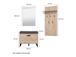 Guarda-roupa 53,5x192x35 cm Carvalho cinza, conjunto de 5 peças para hall